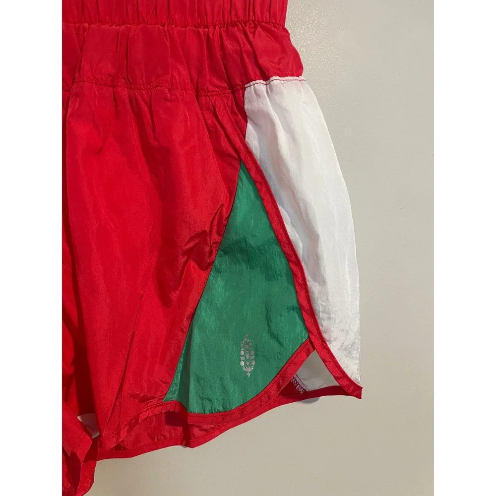 Free People Movement The Way Home Shorts Red and‎ Green Size Large Athleisure